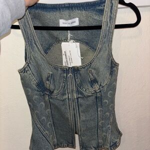 Marine Serre Women's Blue Denim Corset Top